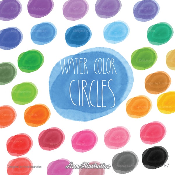 Watercolor circles clipart,Watercolor dots clipart,Round shapes clipart,Spots Clipart,hand drawn clipart,Instant download Illustration_F19