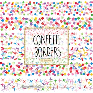 Confetti grens digitale Clipart, Confetti grens, uitnodiging Clipart, partij Clipart, Vector, Instant download Illustration_F13