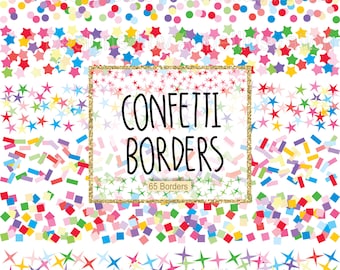 Confetti Border Digital Clipart,Confetti Border,Invitation Clipart,Party Clipart,Vector,Instant download Illustration_F13