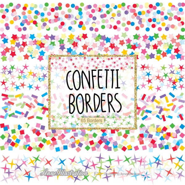 Confetti Border Digital Clipart,Confetti Border,Invitation Clipart,Party Clipart,Vector,Instant download Illustration_F13