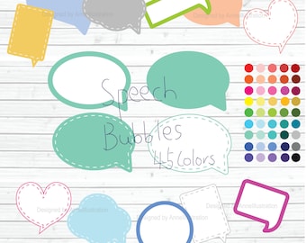 Speech Bubbles Clipart,Text Bubbles,Text Frame,Graphic,Digital,Vector,Instant download Illustration_F10