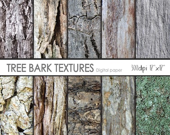 Tree Bark Texture Digital Paper (Not in Seamless) Backgrounds, Textures, Scrapbook Paper, Nature, Wood, Instant download Illustration_T1