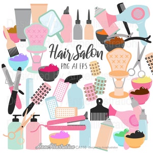 ヘアサロン クリップアート、美容師、ツール、美容、ヘアスタイル、パーティー、女の子、女性、美容トリートメント、ヘア クリップアート、PNG、即時ダウンロード_CA116