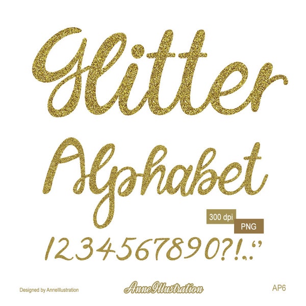 Gold Glitter Alphabet Clipart,Letters,Cursive,Golden Font,Wedding Clipart,PNG,Instant download Illustration_AP6