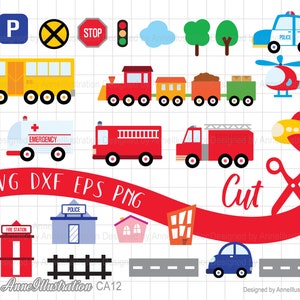Camion dei pompieri SVG, Cricut, File di taglio, Auto, Treno, Auto della polizia, Autobus, Elicottero, Aereo, Trasporti, ambulanza, veicolo, download istantaneo_CA12