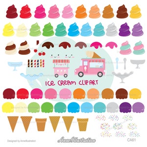 Machen Sie Ihr eigenes Eis Clipart,Cute Sommer Clipart,Dessert,Essen Clipart,Party Clipart,Graphic,Vector,Instant download Illustration_CA61