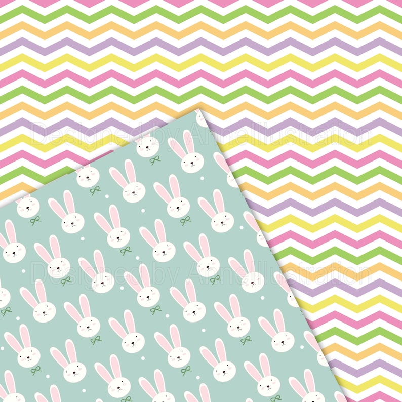 Easter bunniesseamlessdigital papers,Pastel Bunny,Eggs,Children,Scrapbook,Patteren,Background,Printable,Graphic,Instant download_DP27 image 3