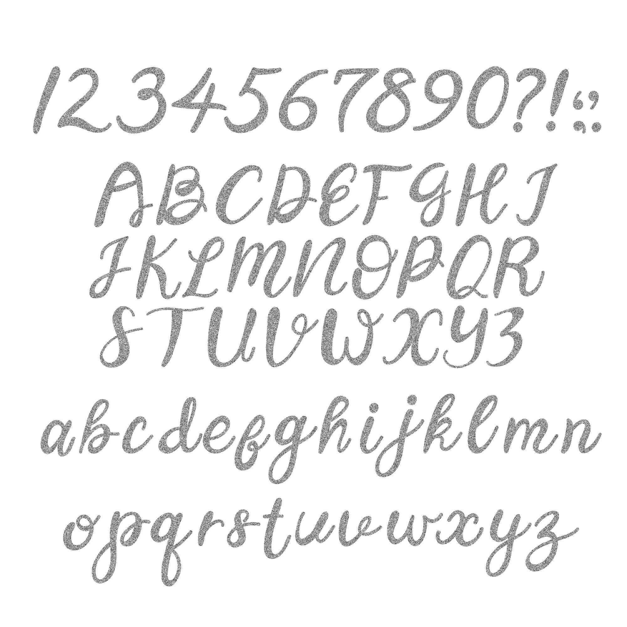 Silver Glitter Small Flirty Font Letter Stickers - (139 pcs) –