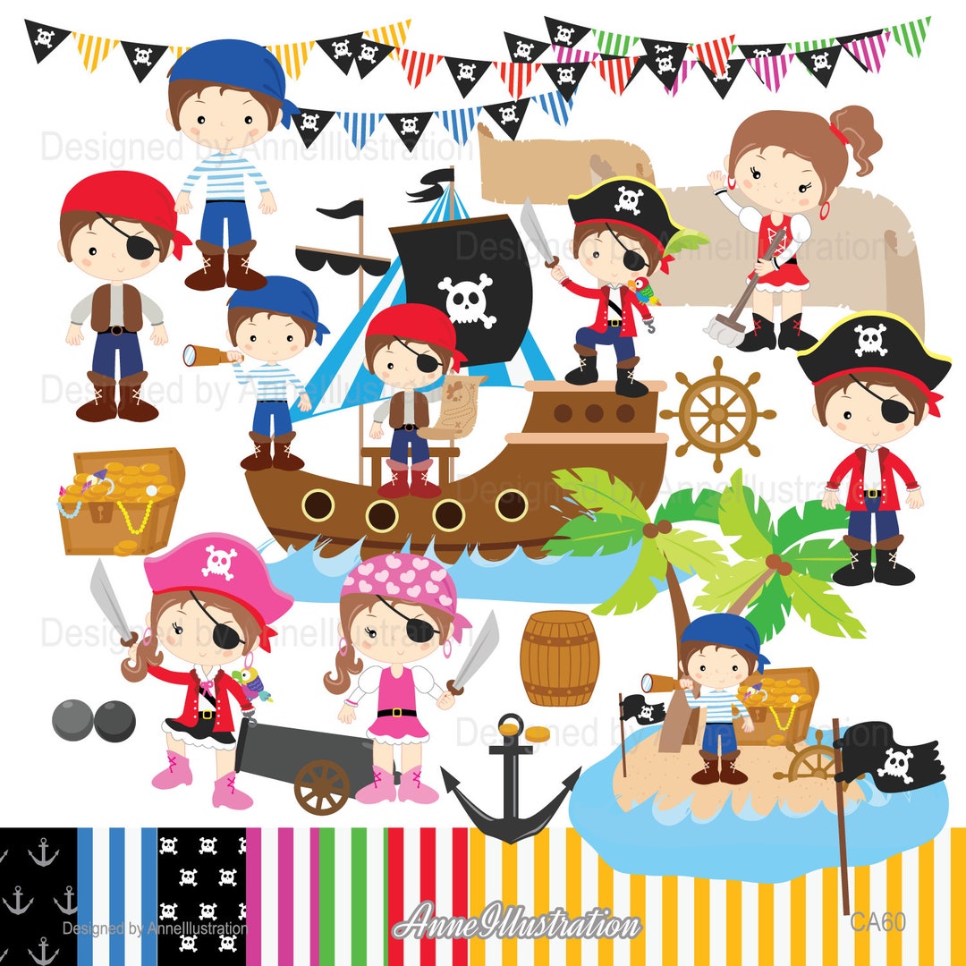 Pirate Clipart,pirate Party Clipart,pirate Ship,pirate Boy,parrot,pirate  Girl,treasure,kids,decor,png,instant Download Illustration_ca60 - Etsy New  Zealand, image size:1080x1080