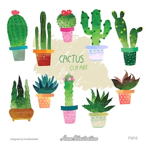 Cactus Clipart,Water color Cactuses Clipart,Plant Clipart, Succulent Clipart,botanical clipart,Floral Clipart FW10