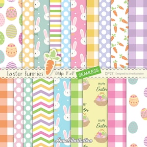 Easter bunnies[seamless]digital papers,Pastel Bunny,Eggs,Children,Scrapbook,Patteren,Background,Printable,Graphic,Instant download_DP27