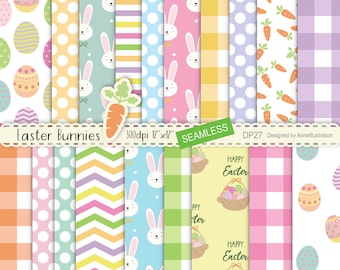 Easter bunnies[seamless]digital papers,Pastel Bunny,Eggs,Children,Scrapbook,Patteren,Background,Printable,Graphic,Instant download_DP27