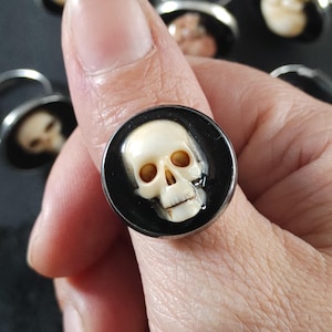 Mystic Skull Ring - Adjustable Stainless Steel Ring - Human Vanity or Occult Demon