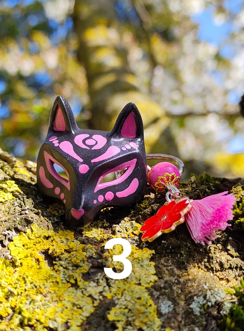 Resin Kitsune Mask Keychain Etsy UK