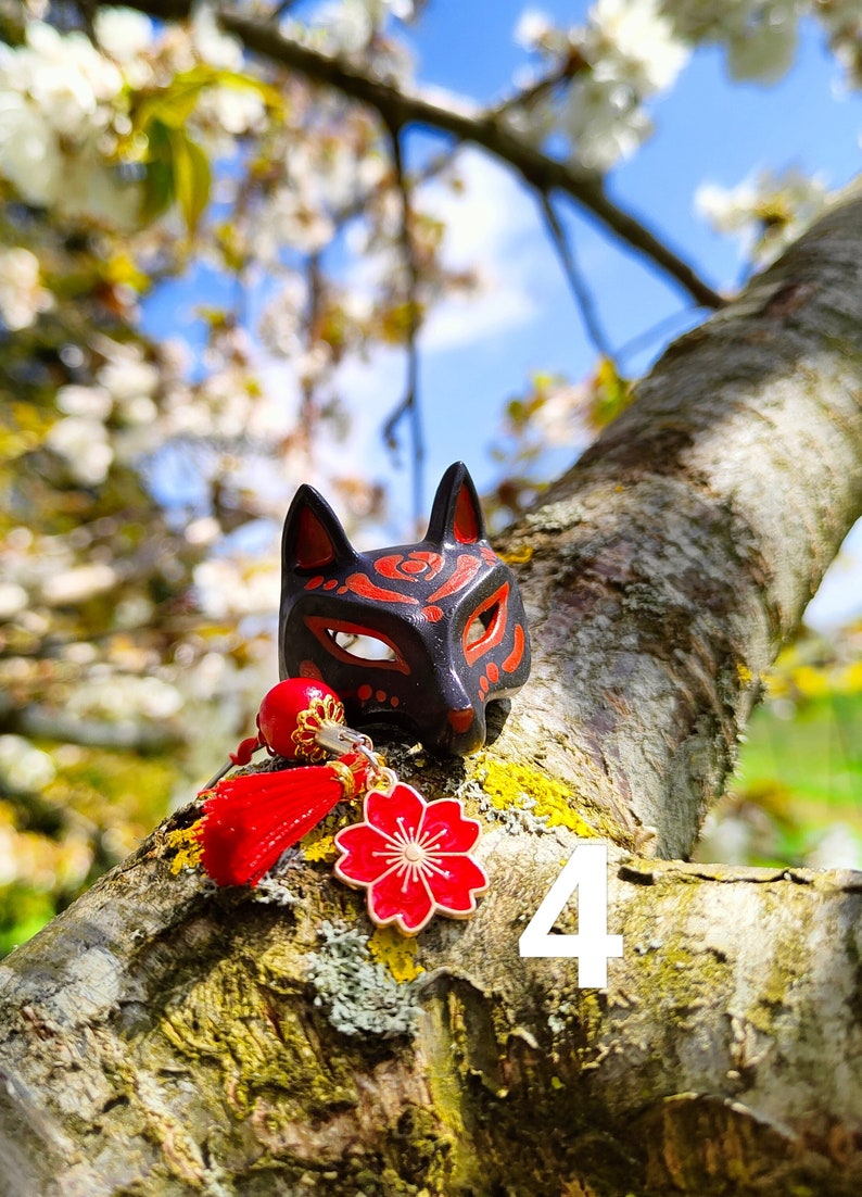 Resin Kitsune Mask Keychain Etsy UK