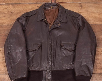 Hombres Vintage 1970s cuero Schott Vuelo chaqueta para hombre L 44" R2875