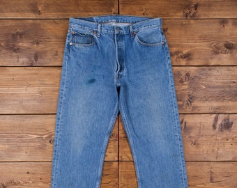 Vintage Levis 501 Jeans 34 x 28 Straight Leg Red Tab Stonewash Blue Denim R30344