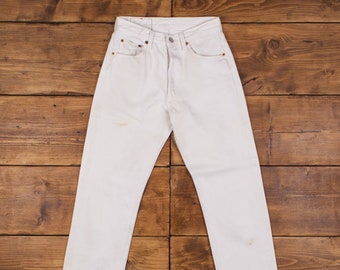 Vintage Levis 501 Jeans 25 X 30 Straight Leg White Denim Red - Etsy