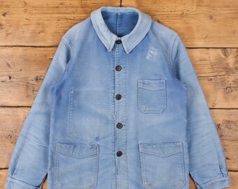 Vintage 1940s 40s French Blue Moleskin Work Jacket Workwear - Etsy