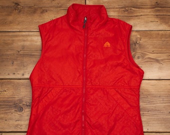 Vintage Nike ACG Gilet M Full Zip Swoosh All Over Pattern Red Vest Jacket R26878