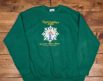 Vintage Lee Nutcracker Sweatshirt 2XL Graphic Heavyweight Crew Neck Green R26880