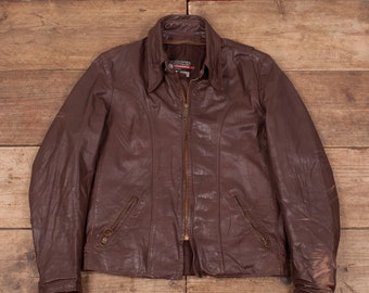 Buy Vintage Brooks Leather Jacket Large Racer USA Made Talon Zip