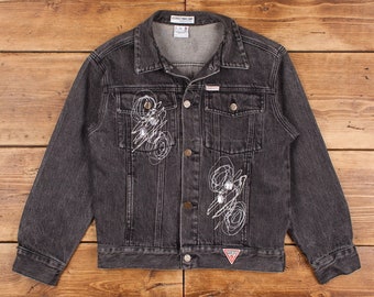 🔥🚨Vintage 90s Guess Large Leather Wool Varsity Indian