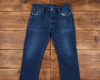 Vintage Levis 501 Jeans 35 x 31 Straight Leg Red Tab Faded Blue Denim R27254