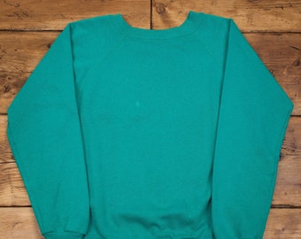 Vintage Hanes Blank Sweatshirt Medium 90s USA Made Green R21182