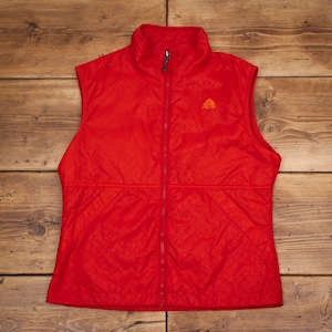Vintage Nike ACG Gilet M Full Zip Swoosh All Over Pattern Red Vest Jacket R26878