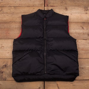 Mens Vintage 90s adidas Black Down Puffa Body-warmer Vest Jacket L 42&quot; R20140