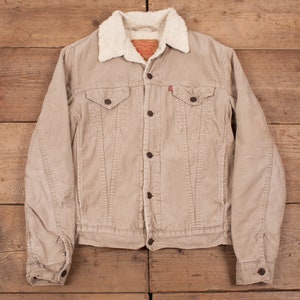 Vintage Levis Sherpa Jacket S Beige Cord Corduroy Fur Lined R18681 Etsy