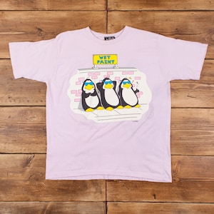 Vintage Single Stitch Penguin T Shirt XL USA Made 80s Graphic Print Tee R32130