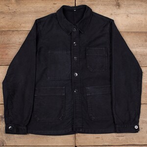 Vintage Adolphe Lafont Workwear Jacket M Moleskin 60s Black