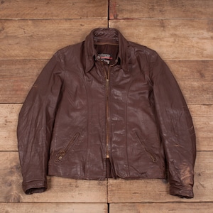 veste en cuir brooks vintage Large Racer USA Made Talon Zip Marron R08212