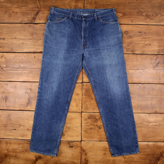 Vintage Levis Jeans 40 x 32 80s Stonewash Straight Blue Orange Tab Denim