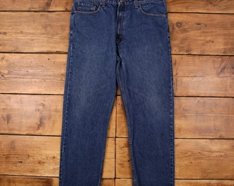 Jeans Levi's 505 38x32 Azul Regular Recto Lavado Oscuro Denim con Etiqueta Roja