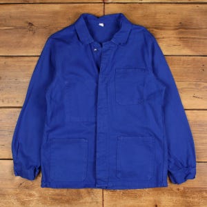 Vintage French Workwear Jacket S Mens Blue Cotton Chore Utility