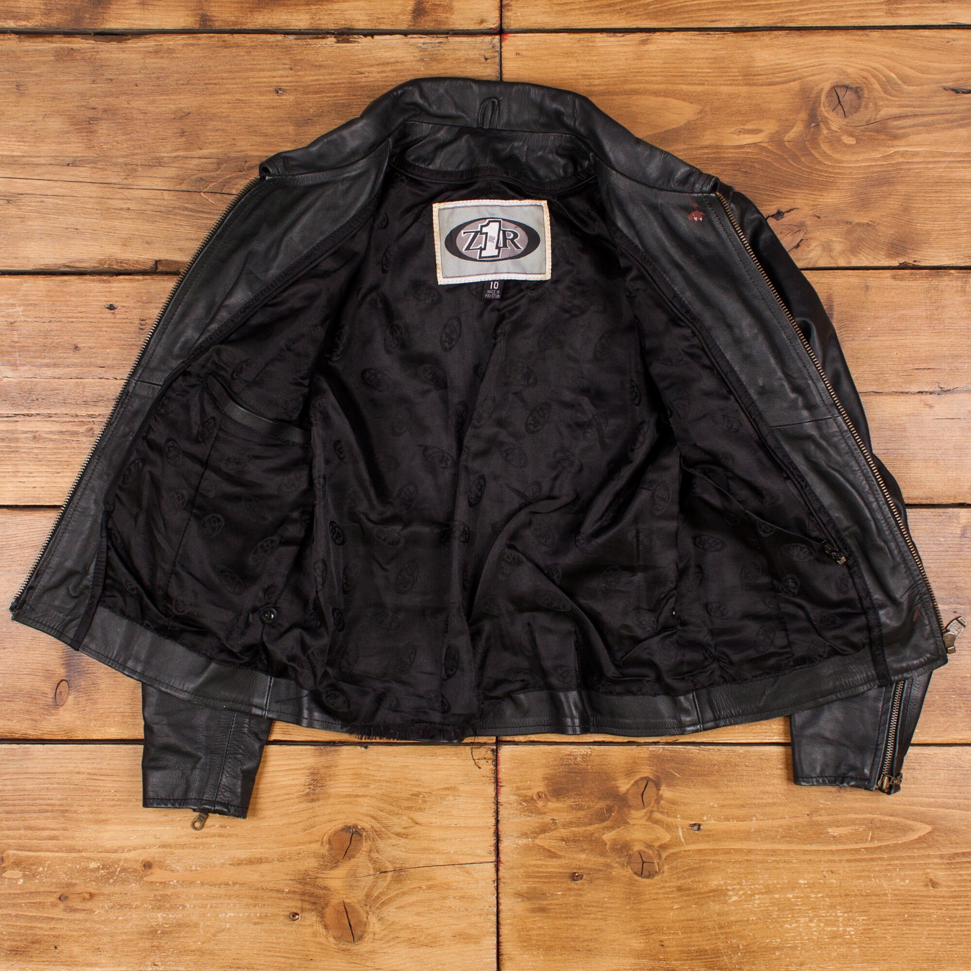 Vintage One Leather Jacket M 90s Leather Lace up Detail