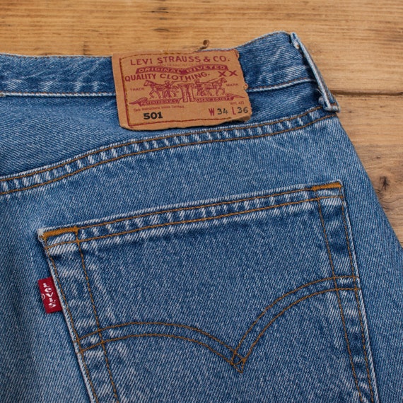 Vintage Levis 501 Jeans 33 X 31 Raw Hem Stonewash Straight Blue Red Tab  Denim - Etsy
