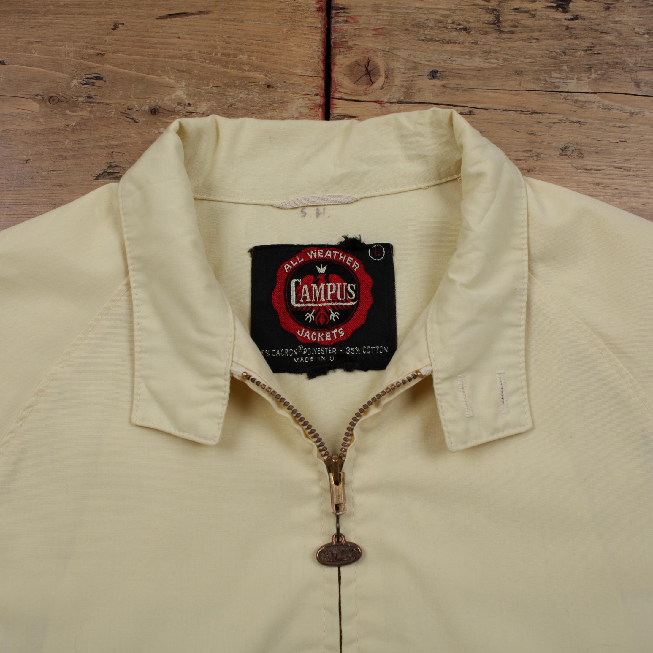 Vintage Campus Bomber Jacket L 70s Windbreaker Talon Zip USA