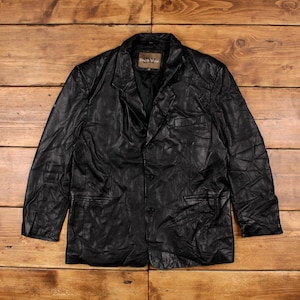 Vintage South Wind Leather Jacket L 90s Black