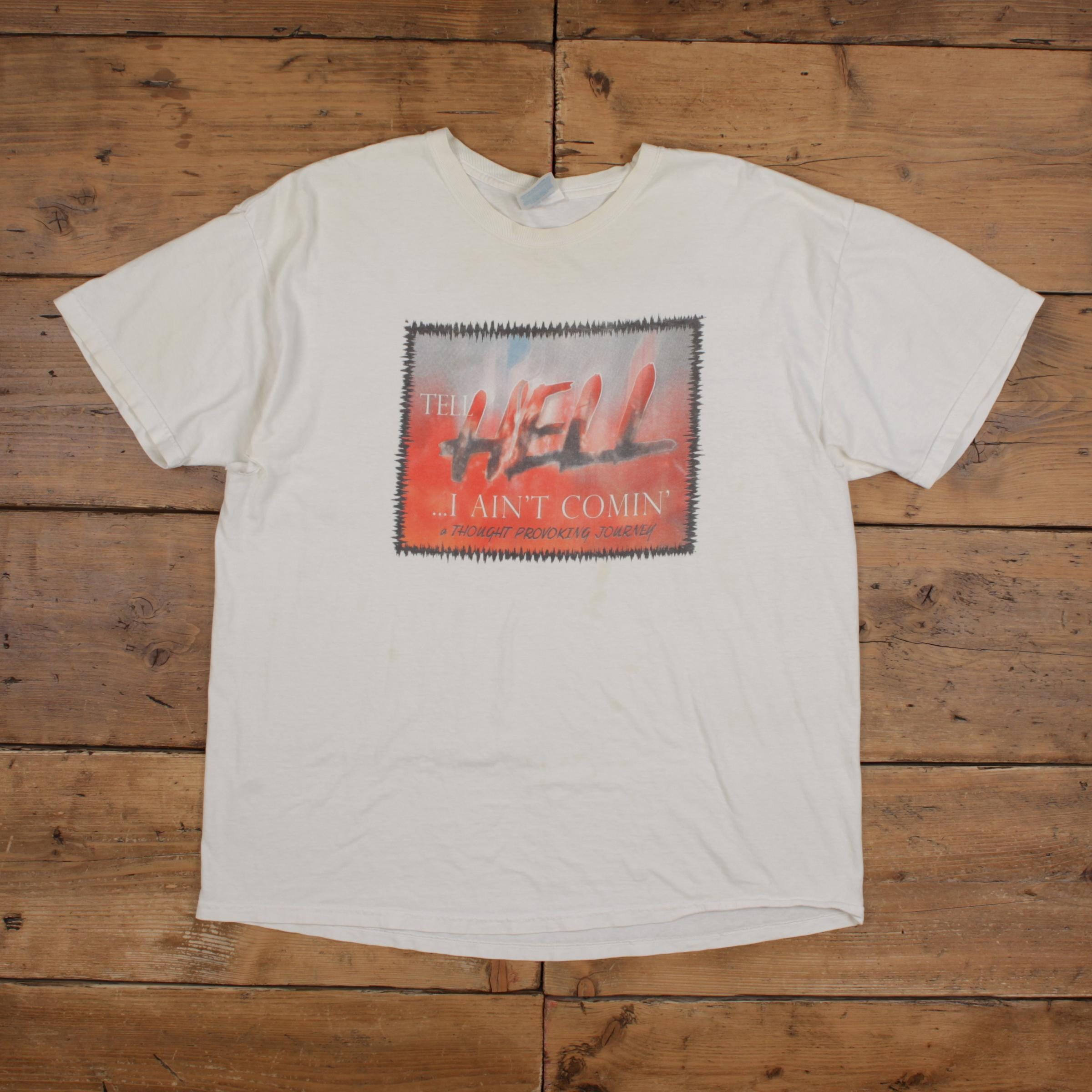 貴重　90s juice Tシャツ USA製 HANES 当時物　ヴィンテージ Vintage Hanes T-shirt XL Mens 90s White Tell Hell Jesus Graphic