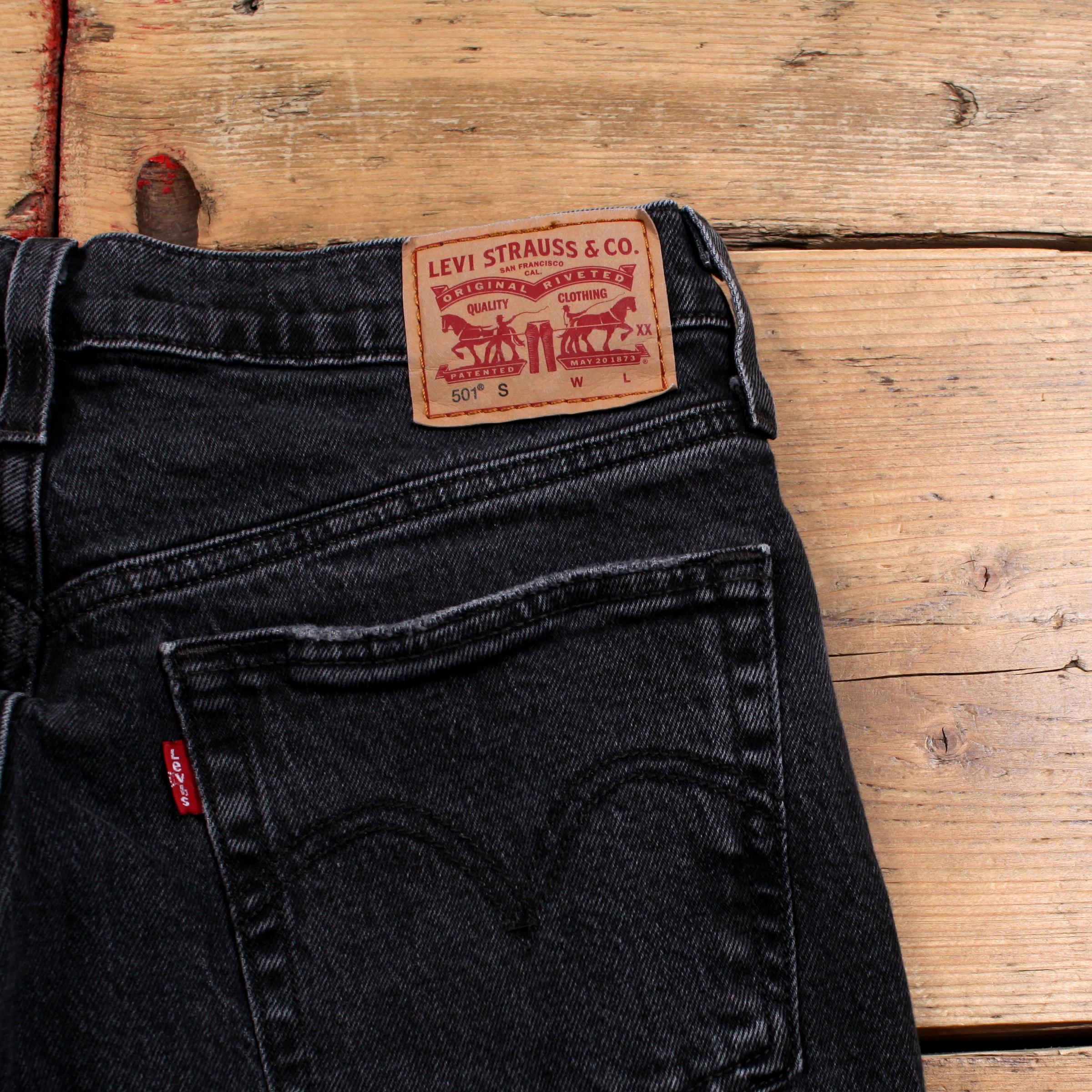 Levis 501S Jeans 27x28 Womens Black 00s Regular Skinny Button Fly