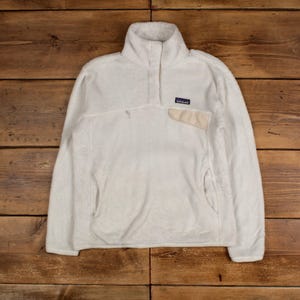 Vintage Patagonia Outdoor Jacket L Snap T Fleece White Womens