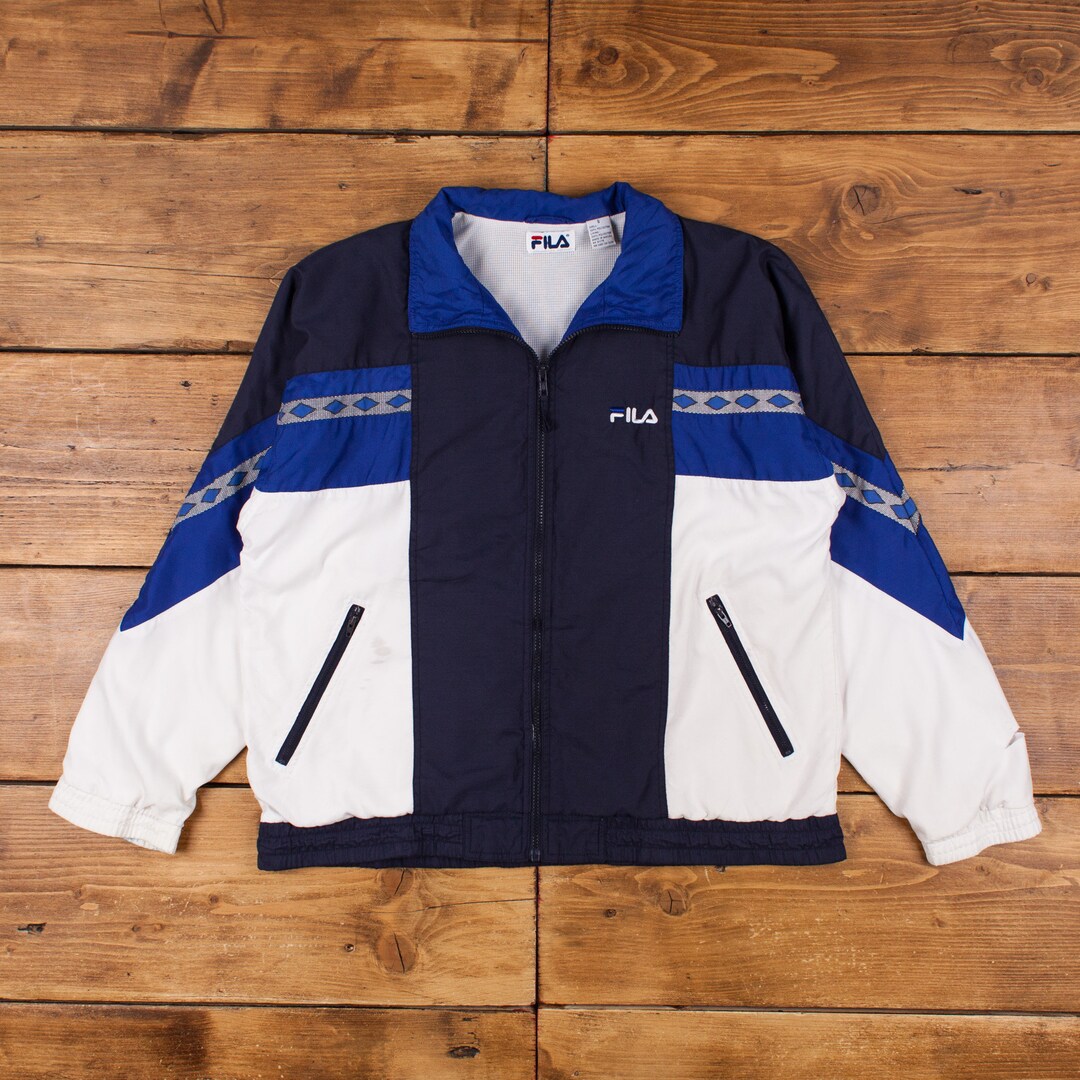★FILA★ Flag windbreaker_FS2JKH2131X_OWH Vintage FILA USA Flag Windbreaker Jacket Colorblock Red