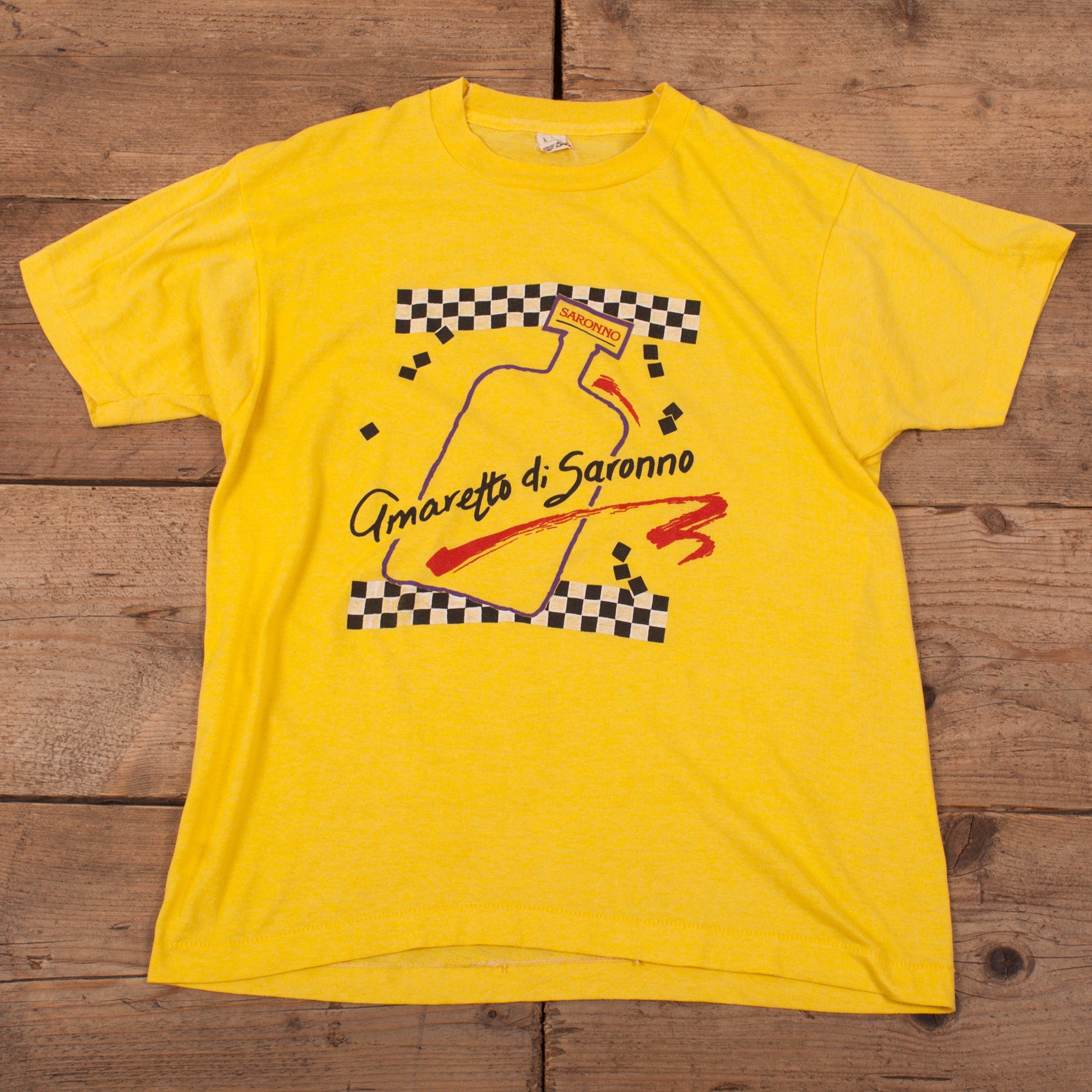 Image of Men's Vintage 80S Saronno Italy Yellow Single Stitch T-Shirt M 38" R17510