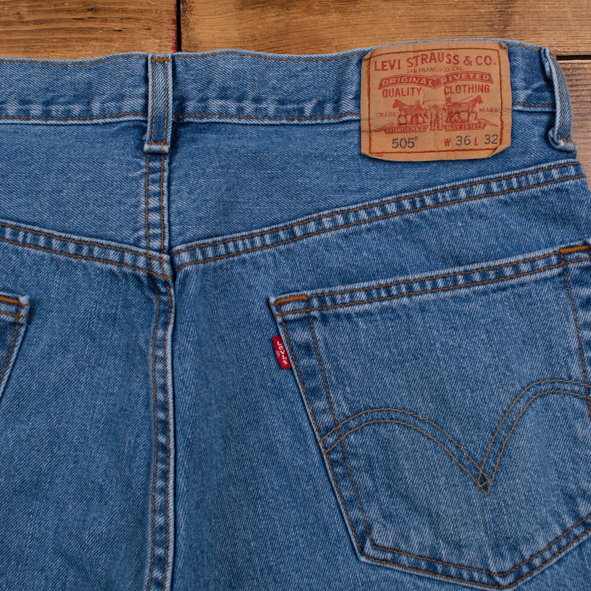 Vintage Levis 505 Jeans 35 X 32 Stonewash Straight Blue Red Tab Denim Etsy Canada