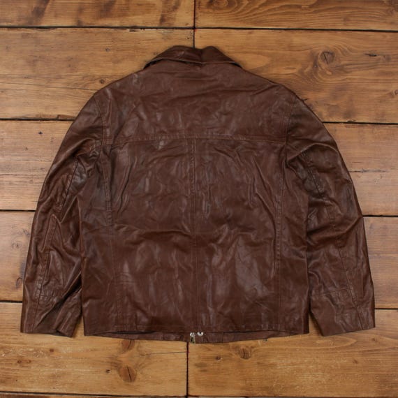 Buy Vintage Vera Pelle Leather Jacket XL 90s Dad Brown Online in