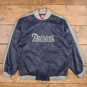 Vintage NFL Varsity Jacket L Bomber New England Patriots Blue Zip